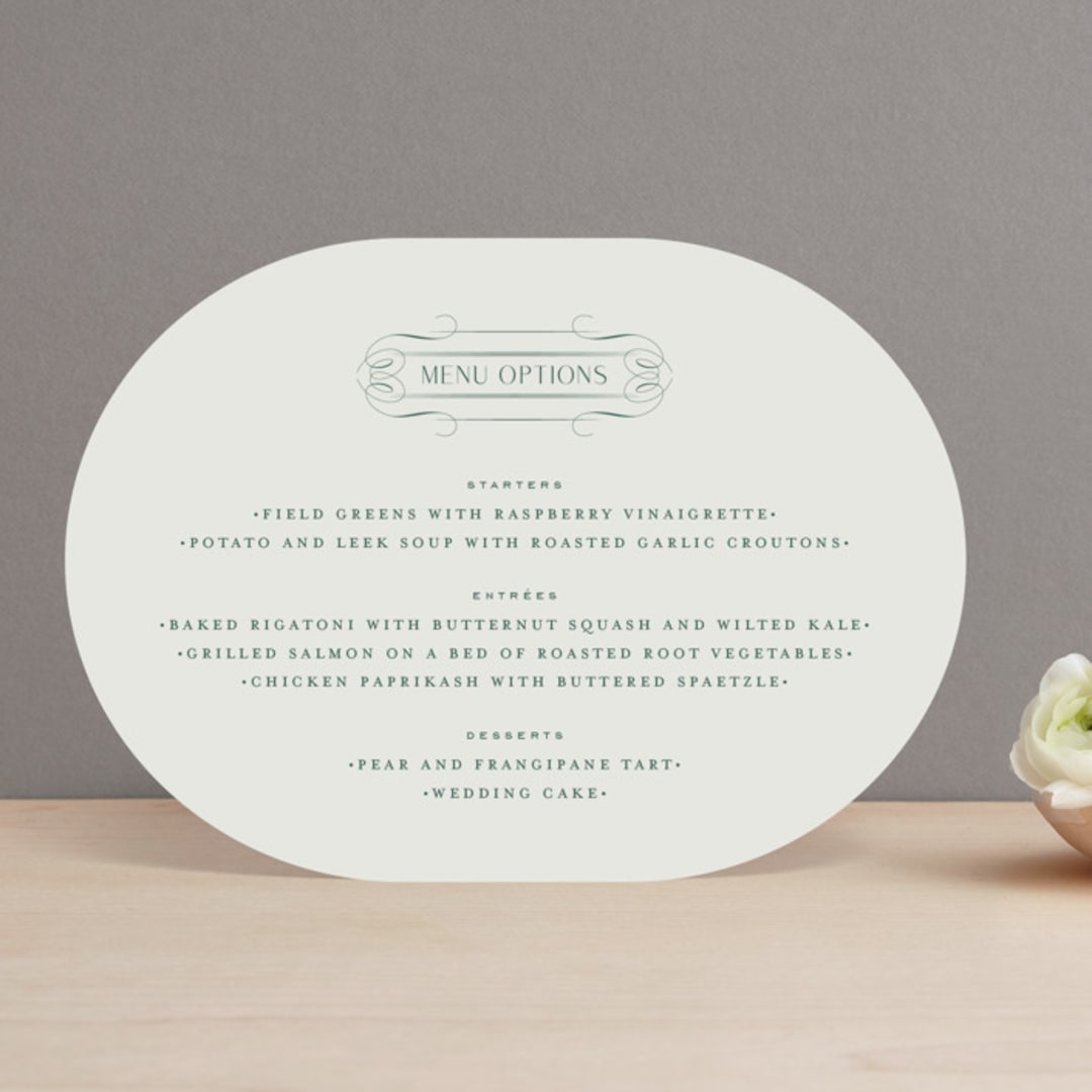 "Chantilly" - Menus in Emerald by Kimberly Morgan - Front