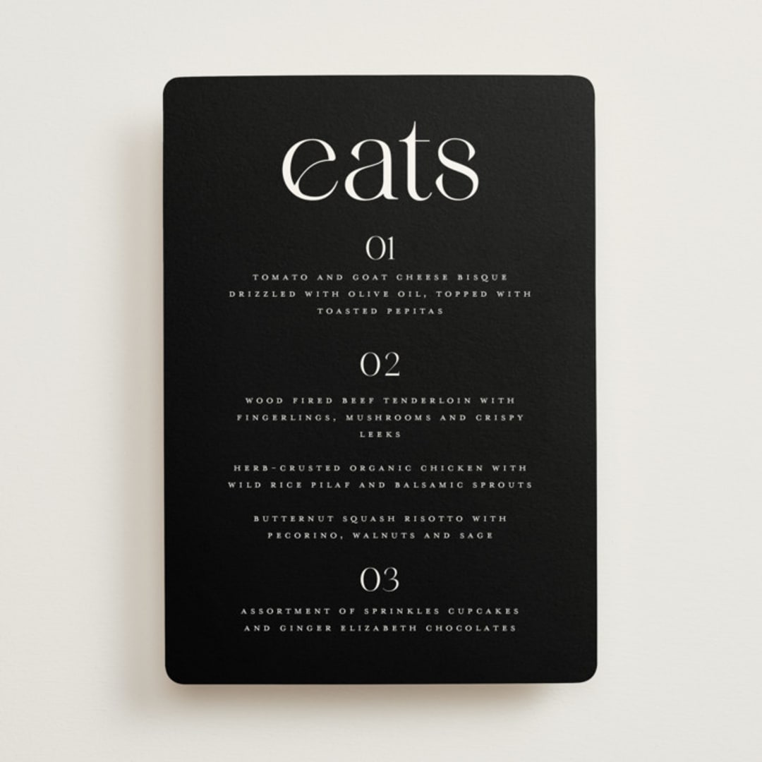 "Photographie" - Menus in Noir by Christie Garcia - Front