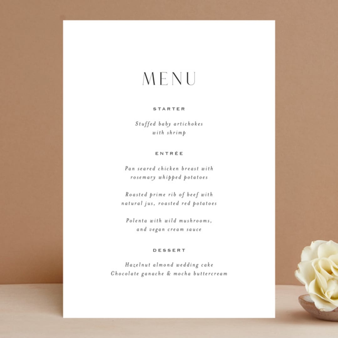"More Than Words" - Menus in Bridal White by Design Lotus - Front