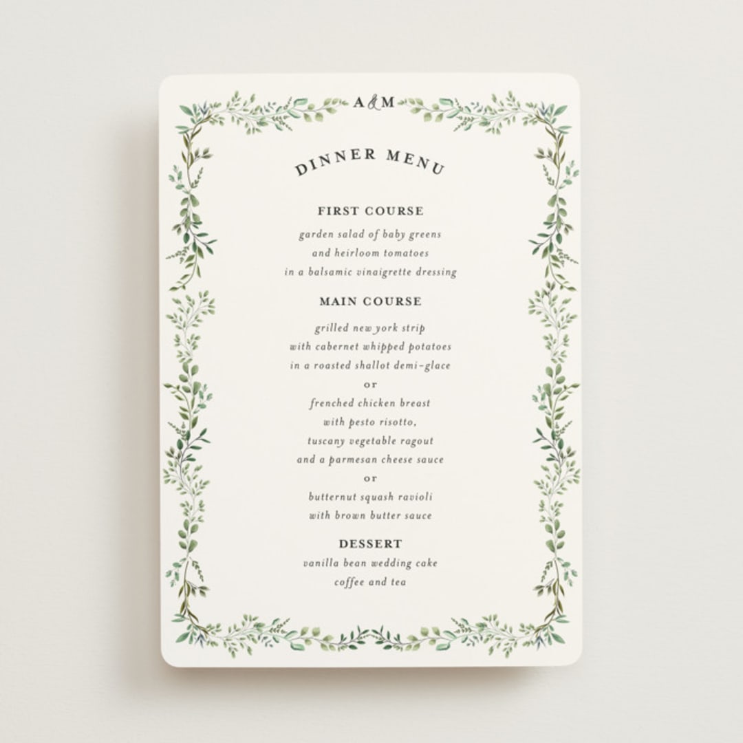 "Monogramed Arch" - Menus in Mojito by Susan Moyal - Front