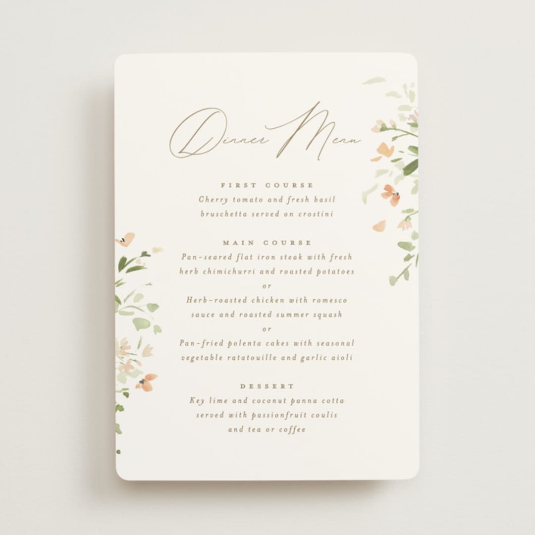 "Brynn" - Menus in Toffee by Everett Paper Goods - Front