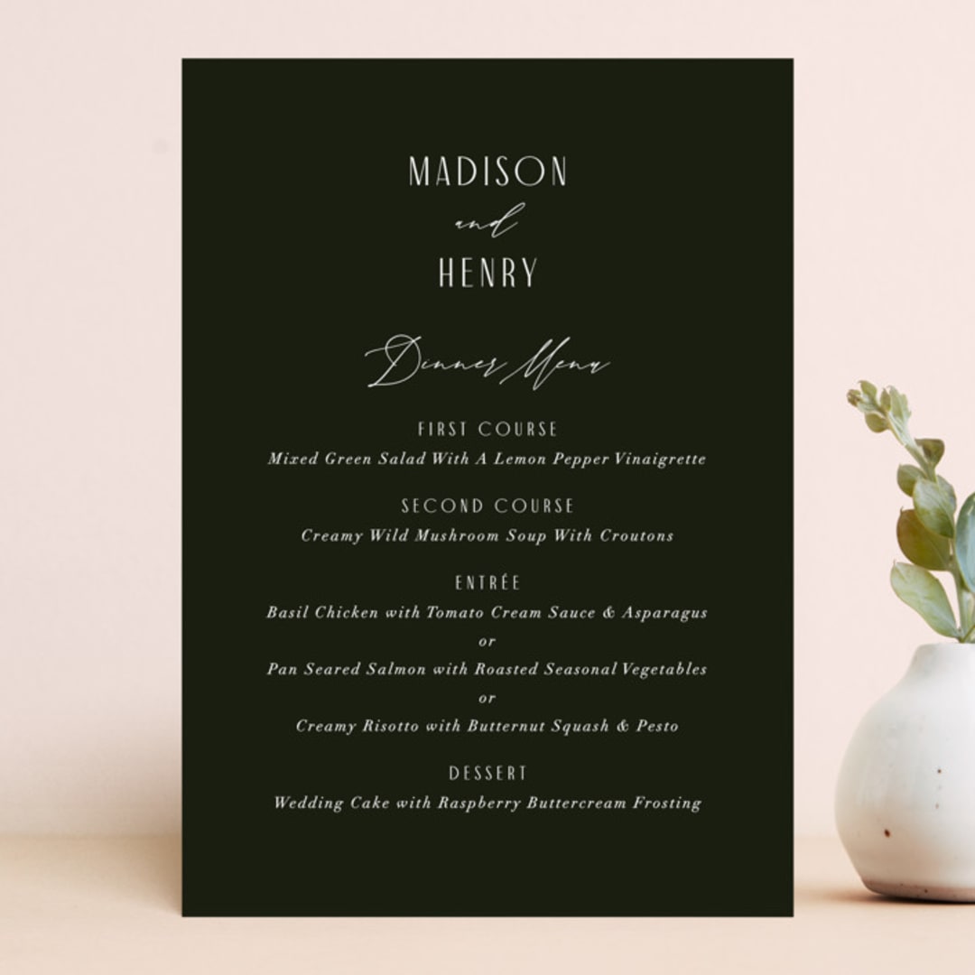 "Verdant" - Menus in Moss by Nicoletta Savod - Front