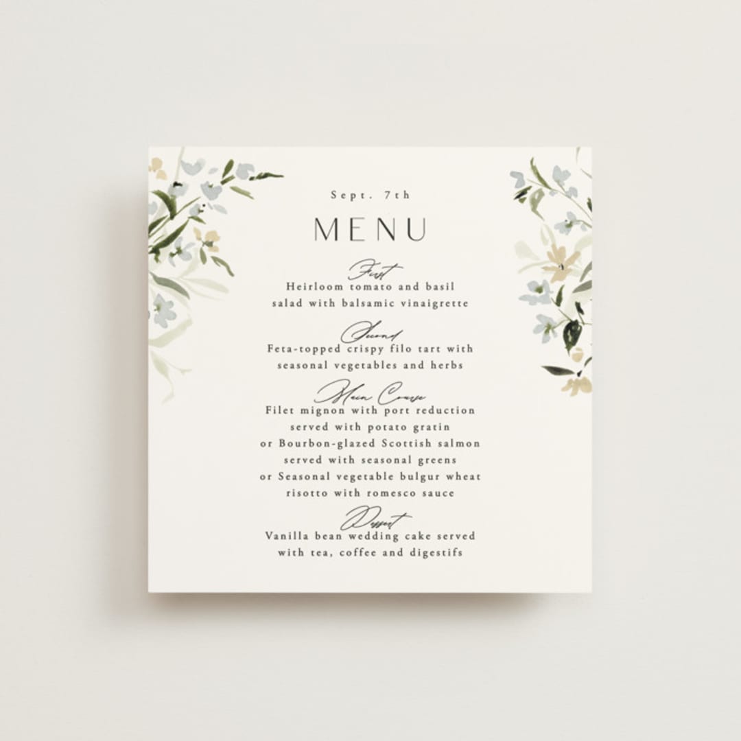 "Fleur" - Menus in Lily by Everett Paper Goods - Front