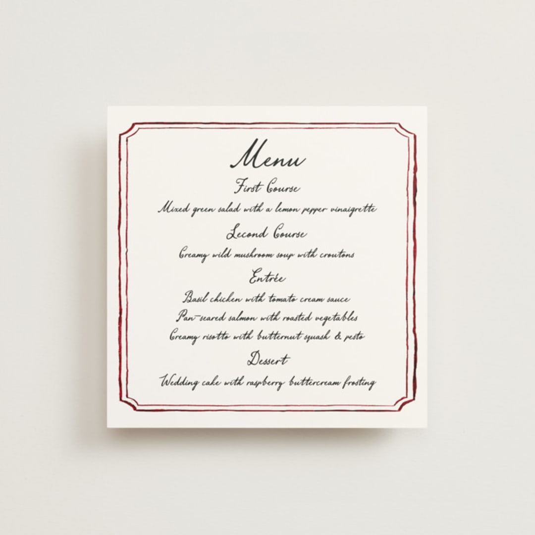 "Handwritten" - Menus in Wine by Cass Loh - Front