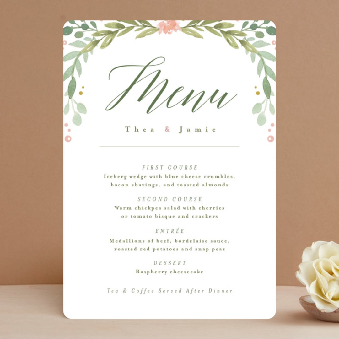 "Garden Glamour" - Menus in Sage by Kristen Smith - Front