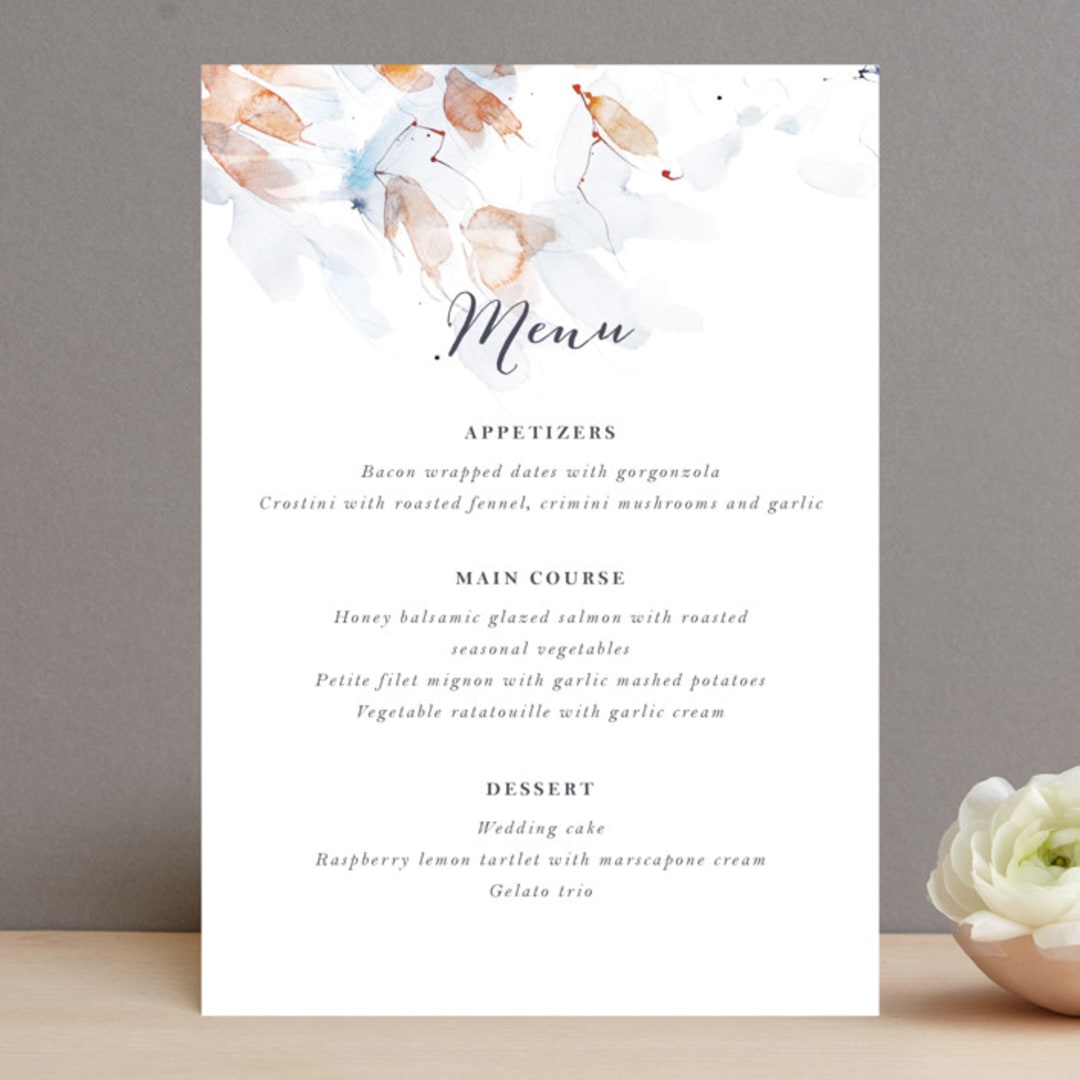 "Petale" - Menus in Blush by Kelly Ventura - Front