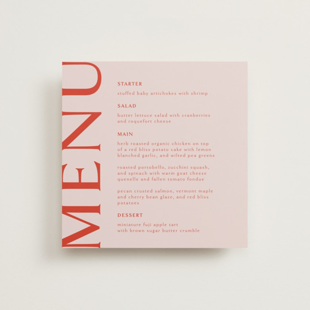 "simple square" - Menus in Strawberry by Anastasia Makarova - Front