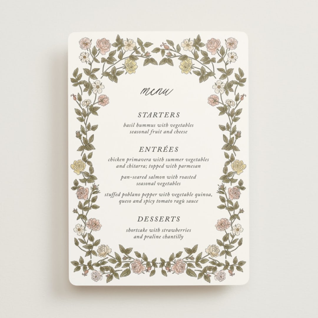 "Vintage Roses" - Menus in Snow by Tara Grangroth - Front