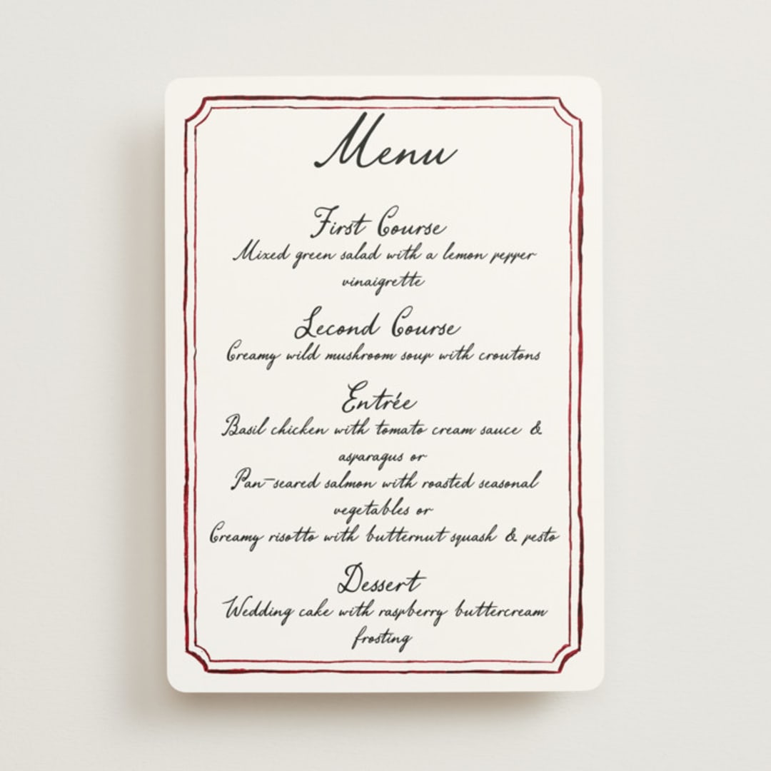 "Handwritten" - Menus in Wine by Cass Loh - Front
