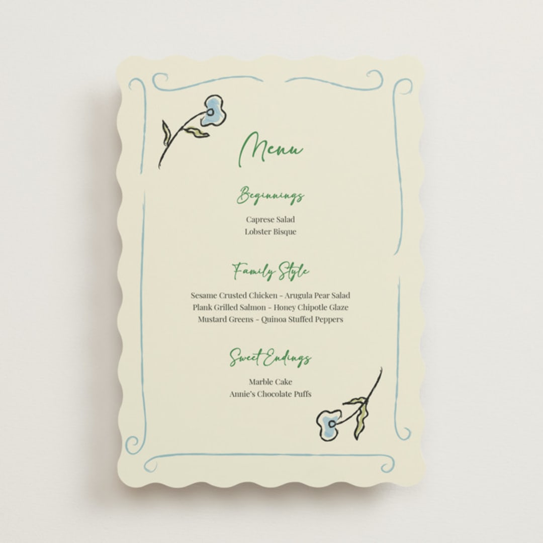 "The Pairfect" - Menus in Waterlily by Helena Vitto - Front