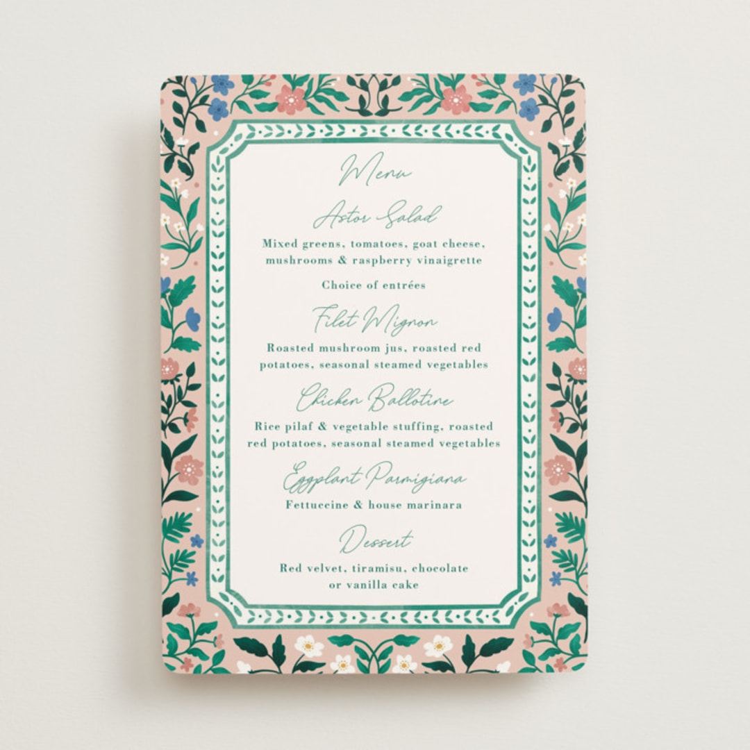 "Le Jardin" - Menus in Petal by Elly - Front