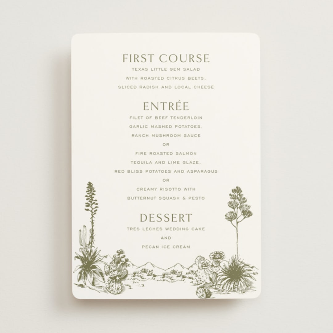 "Rancho" - Menus in Verde by Megan Davis - Front