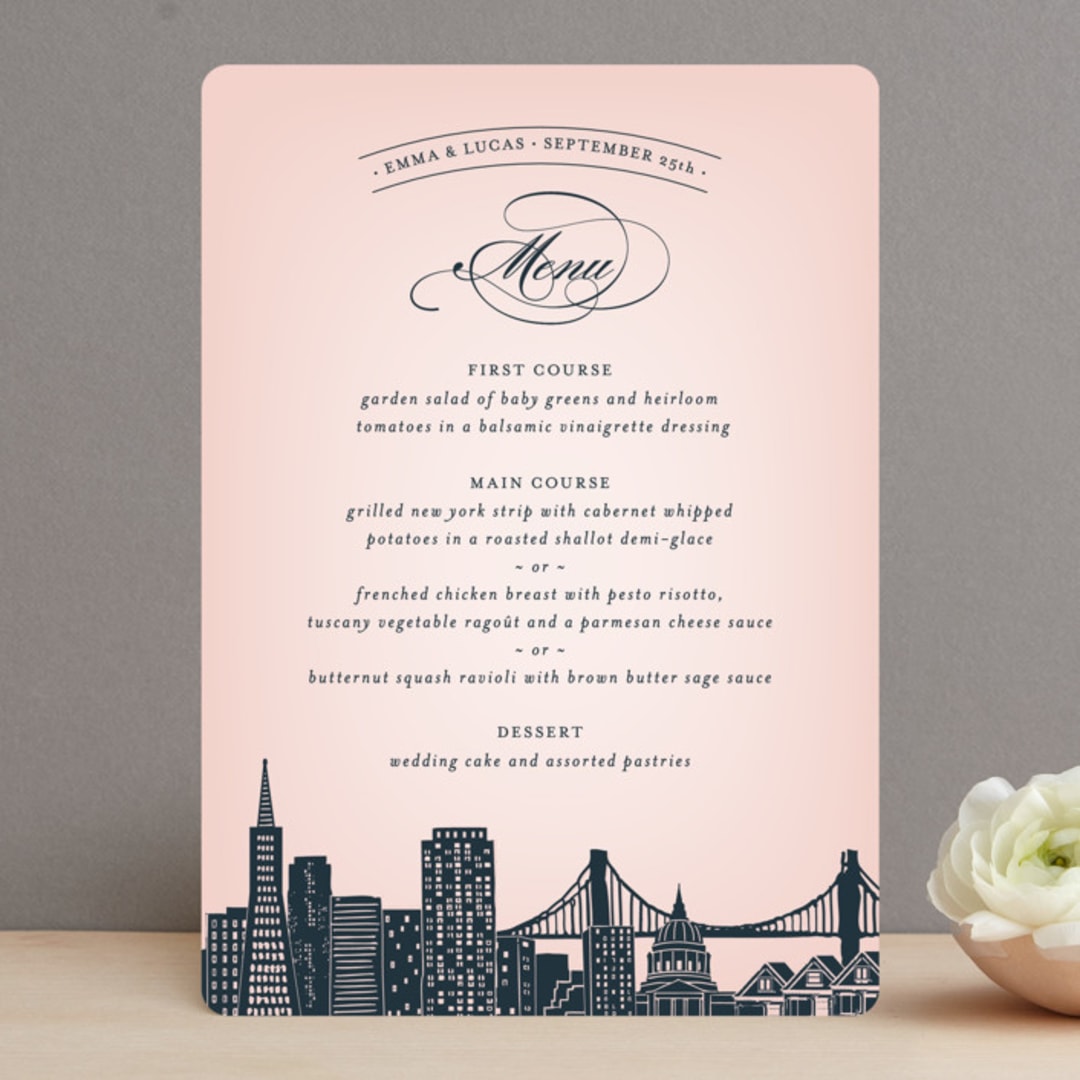 "Big City - San Francisco" - Menus in Blush by Hooray Creative - Front