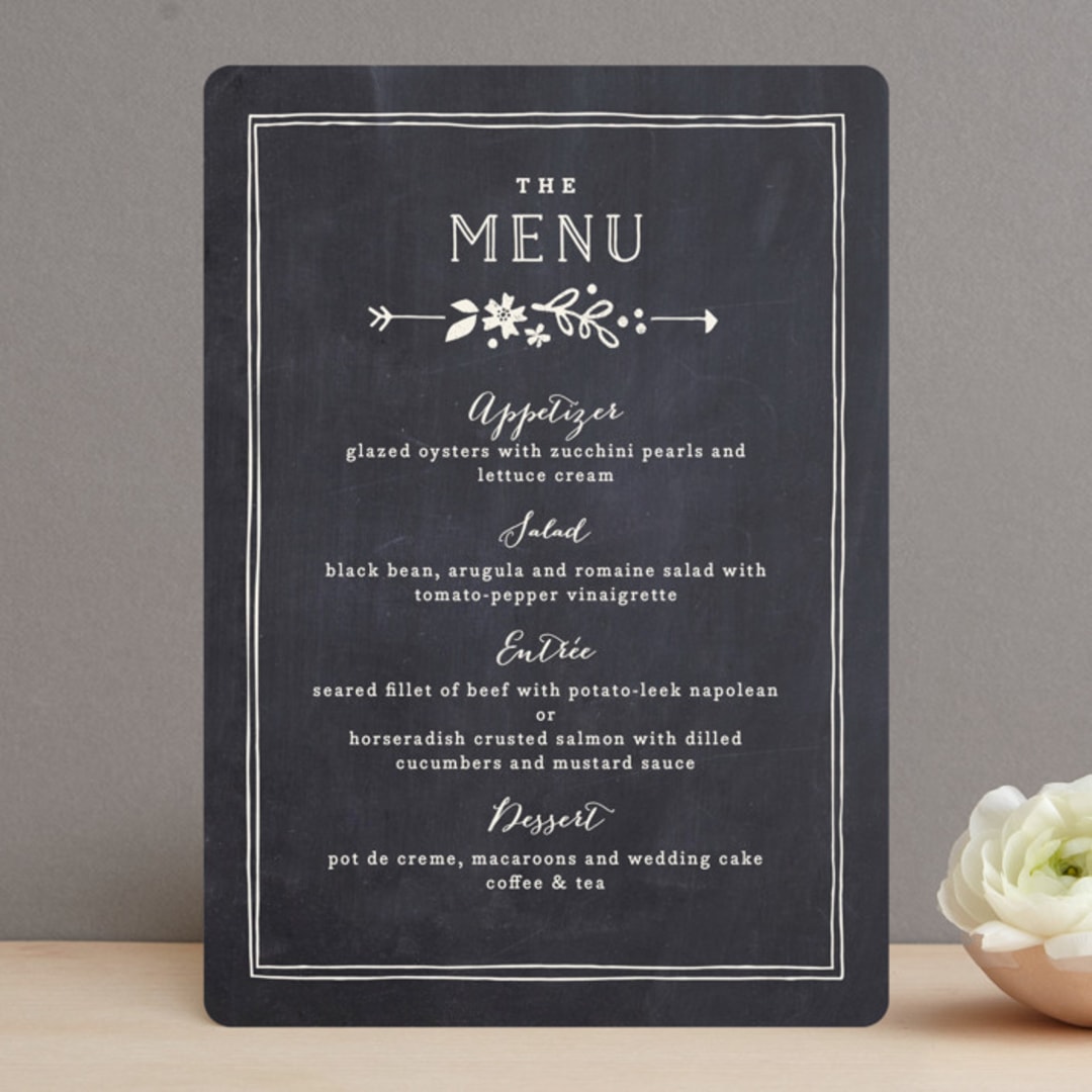 "Alabaster Florals" - Menus in Slate by Jennifer Wick - Front