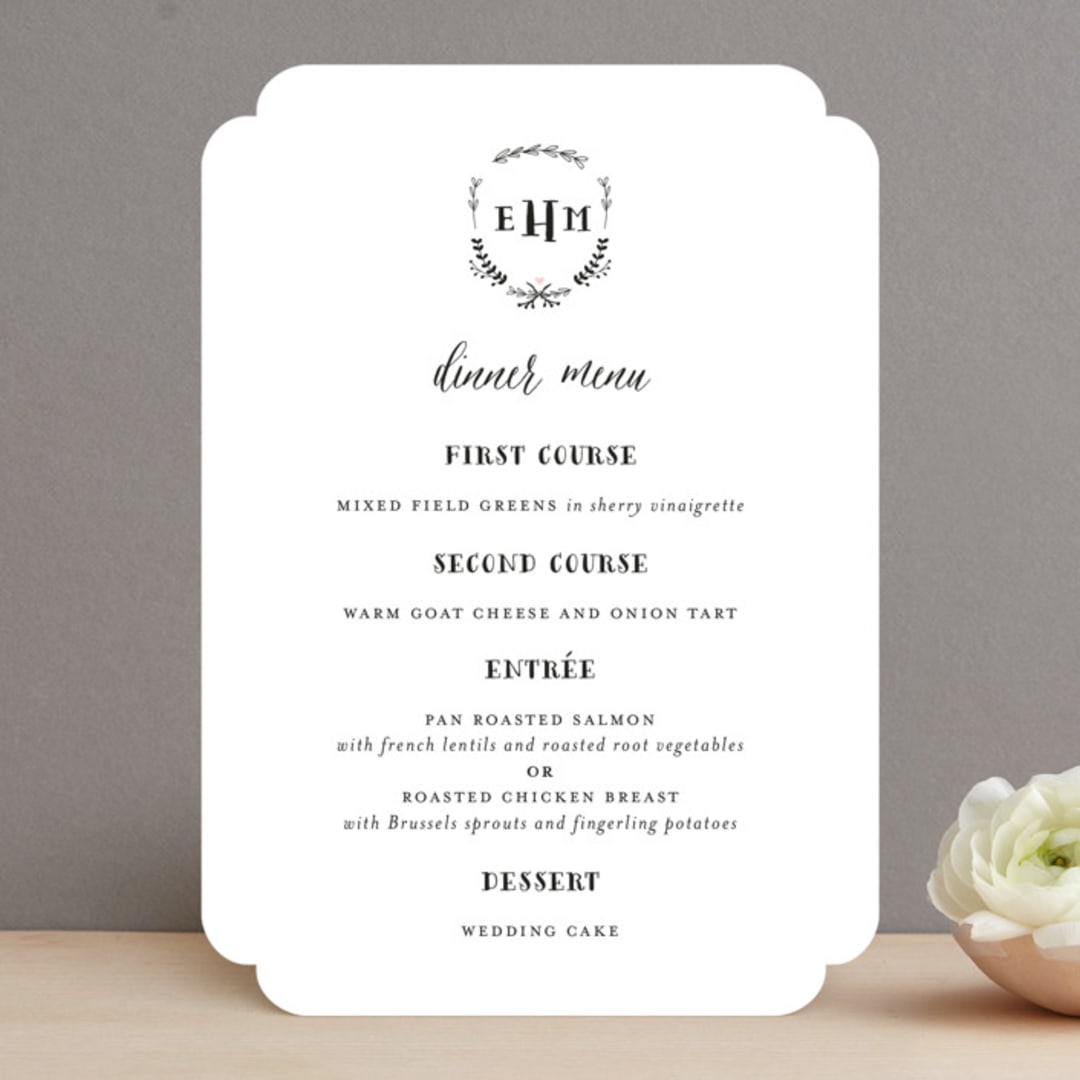 "Always" - Menus in Blush by Susan Brown - Front