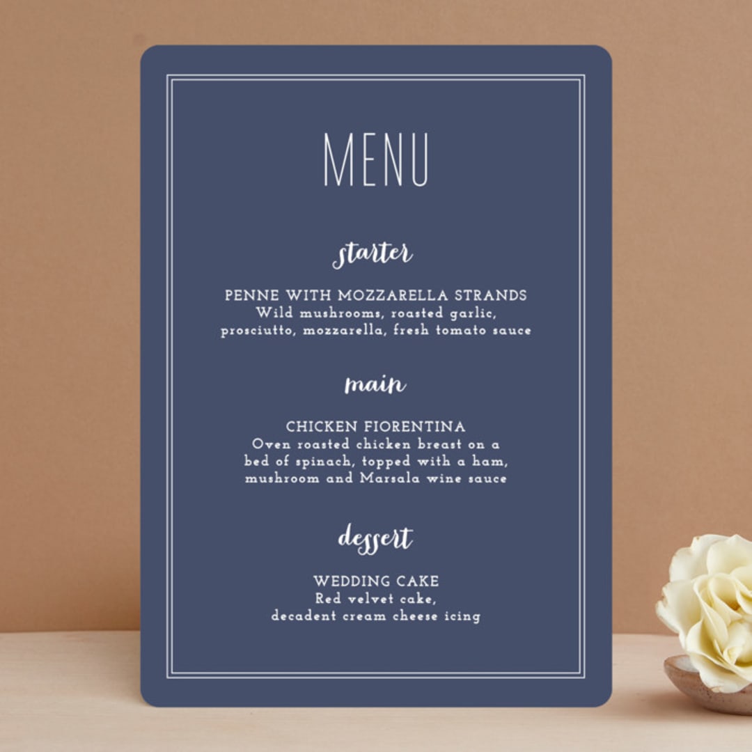 "Down by the Sea" - Menus in Marine by Sandra Picco Design - Front