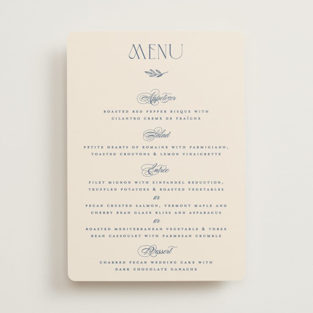 "Arched Monogram" - Menus in Ecru by Erica Krystek - Front