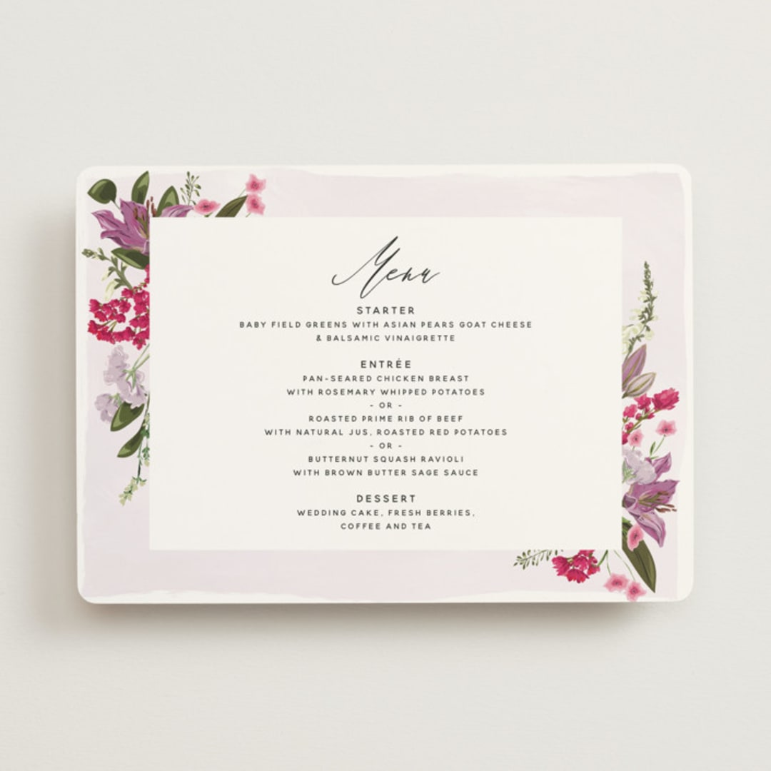 "Gather" - Menus in Lilac by Susan Moyal - Front