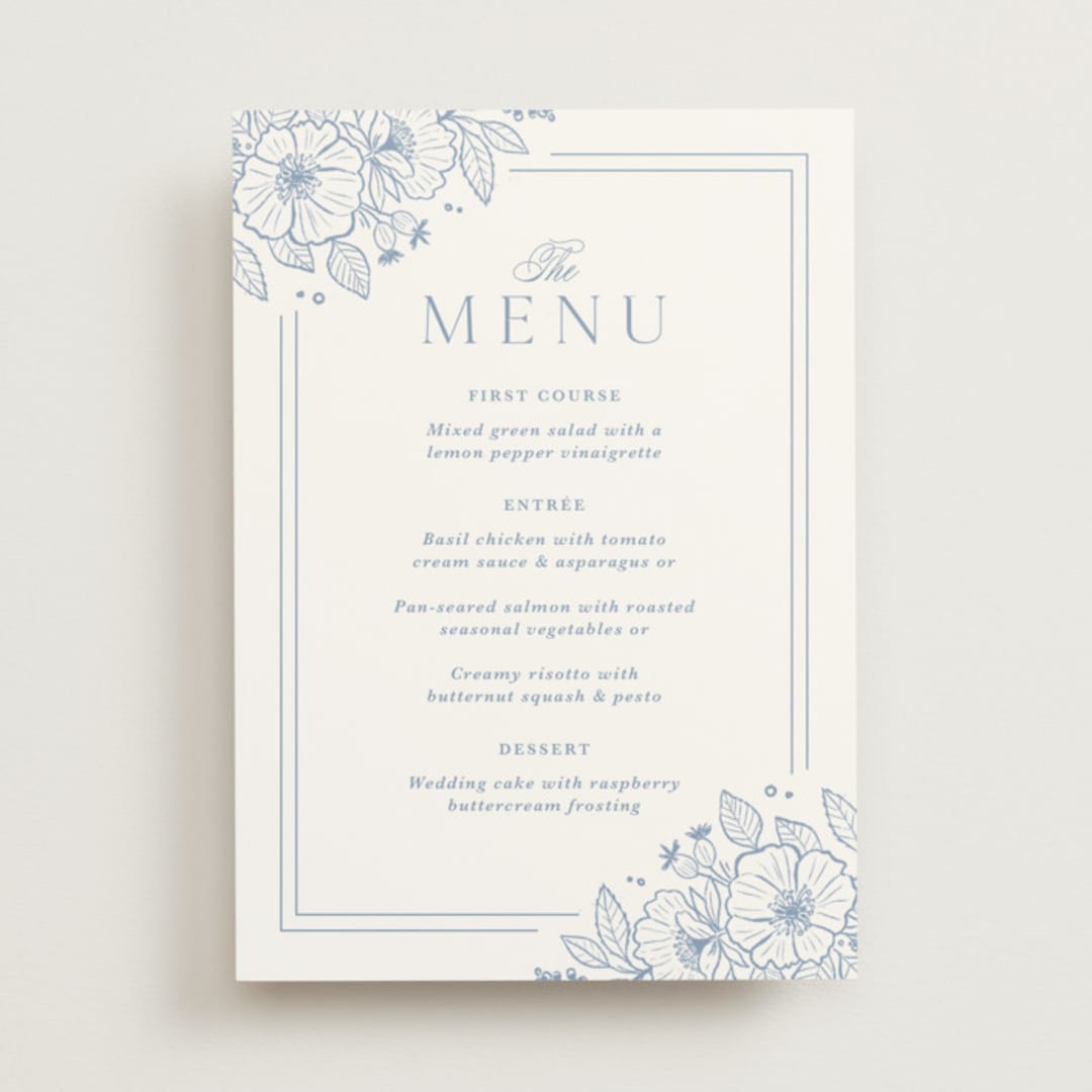 "Wild Roses" - Menus in Nova by Kristen Smith - Front