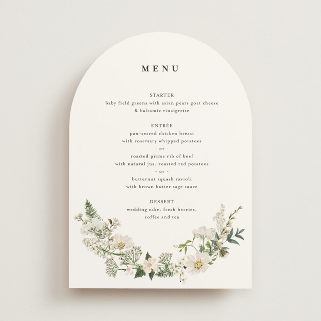 "Lilac Bloom" - Menus in Opal by Susan Moyal - Front