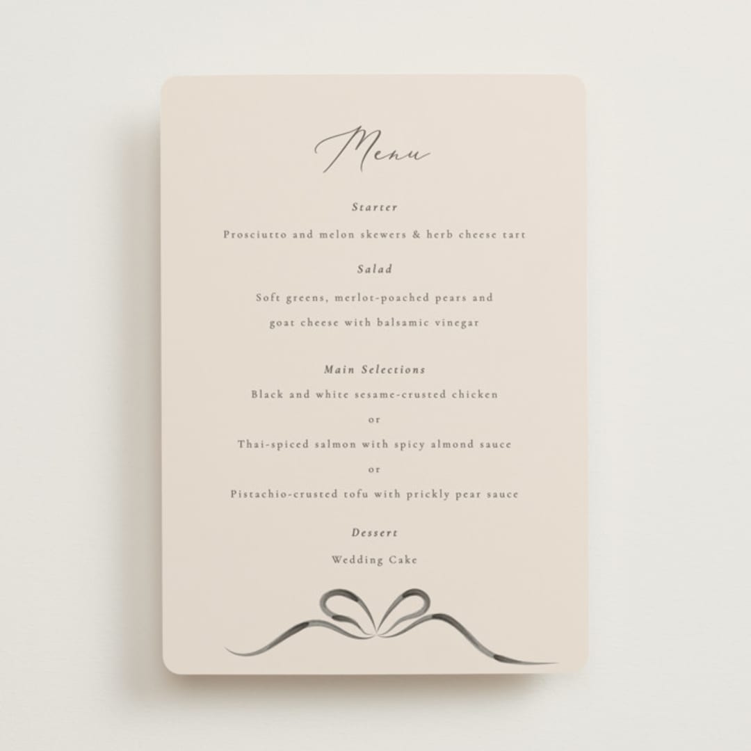 "Bow" - Menus in Tuxedo by Corinne Malesic - Front