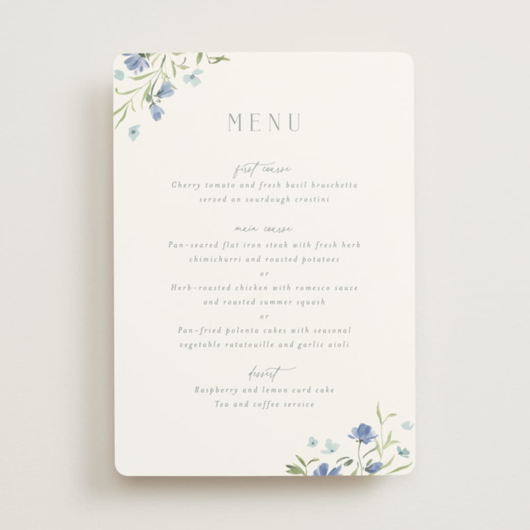 "Sweeping Meadow" - Menus in Aquamarine by Everett Paper Goods - Front