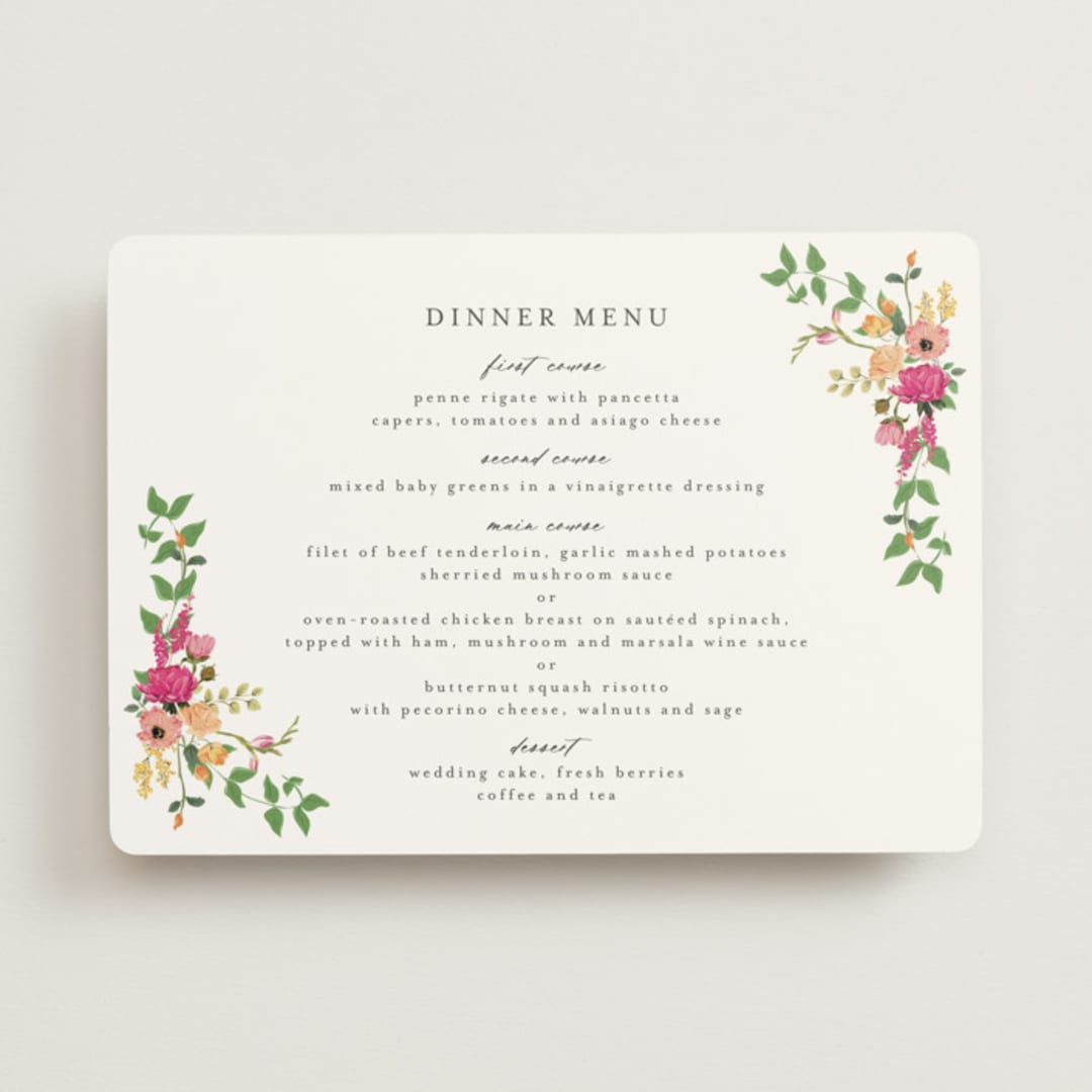 "Meadow Love" - Menus in Tropical by Susan Moyal - Front