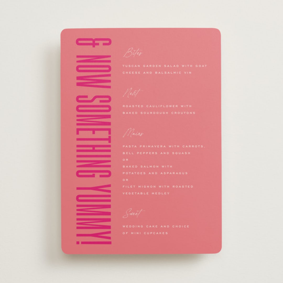"Pop Romance" - Menus in Fruit Punch by Ashley DeMeyere - Front