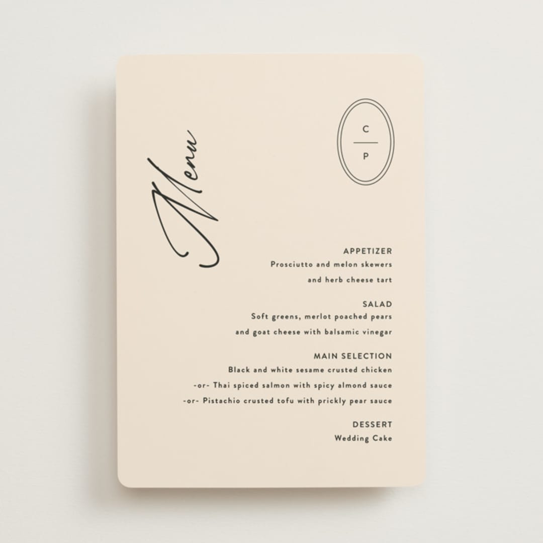 "Script and Monogram" - Menus in Sand by Carolyn MacLaren - Front