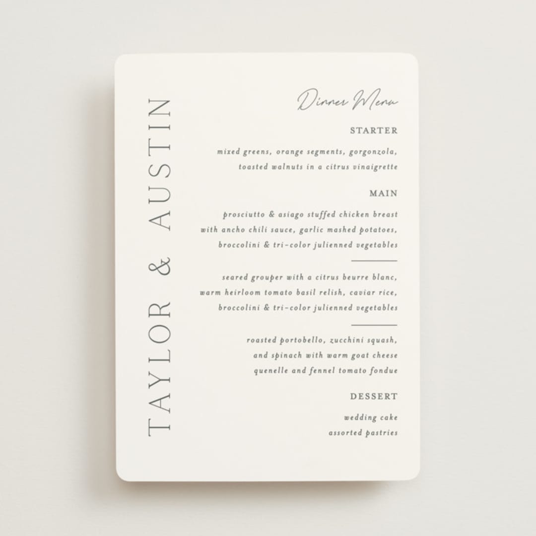 "In Love" - Menus in Cotton by Vanessa Doyle - Front