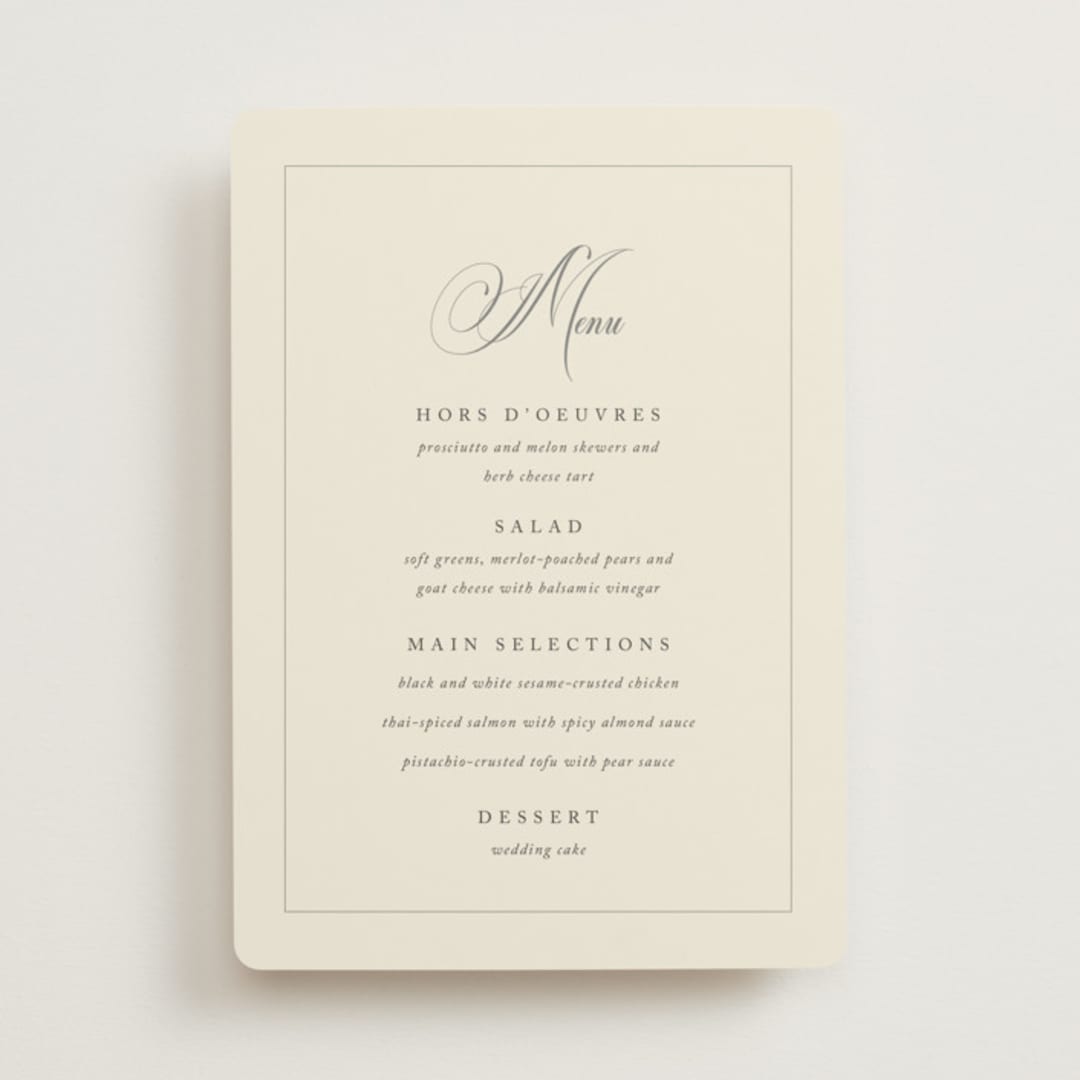 "Wonderful Tonight" - Menus in Oreo Creme by Design Lotus - Front