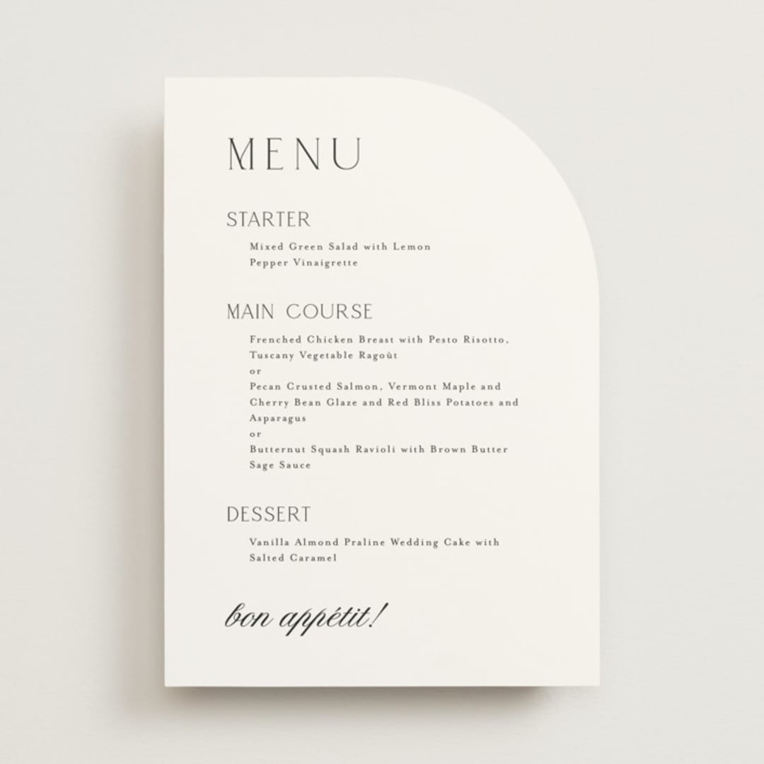 "Classic Chic" - Menus in Pearl by Shirley Lin Schneider - Front