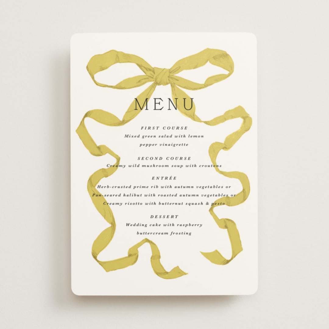 "Antique Ribbon" - Menus in Citrine by Olivia Kanaley Inman - Front