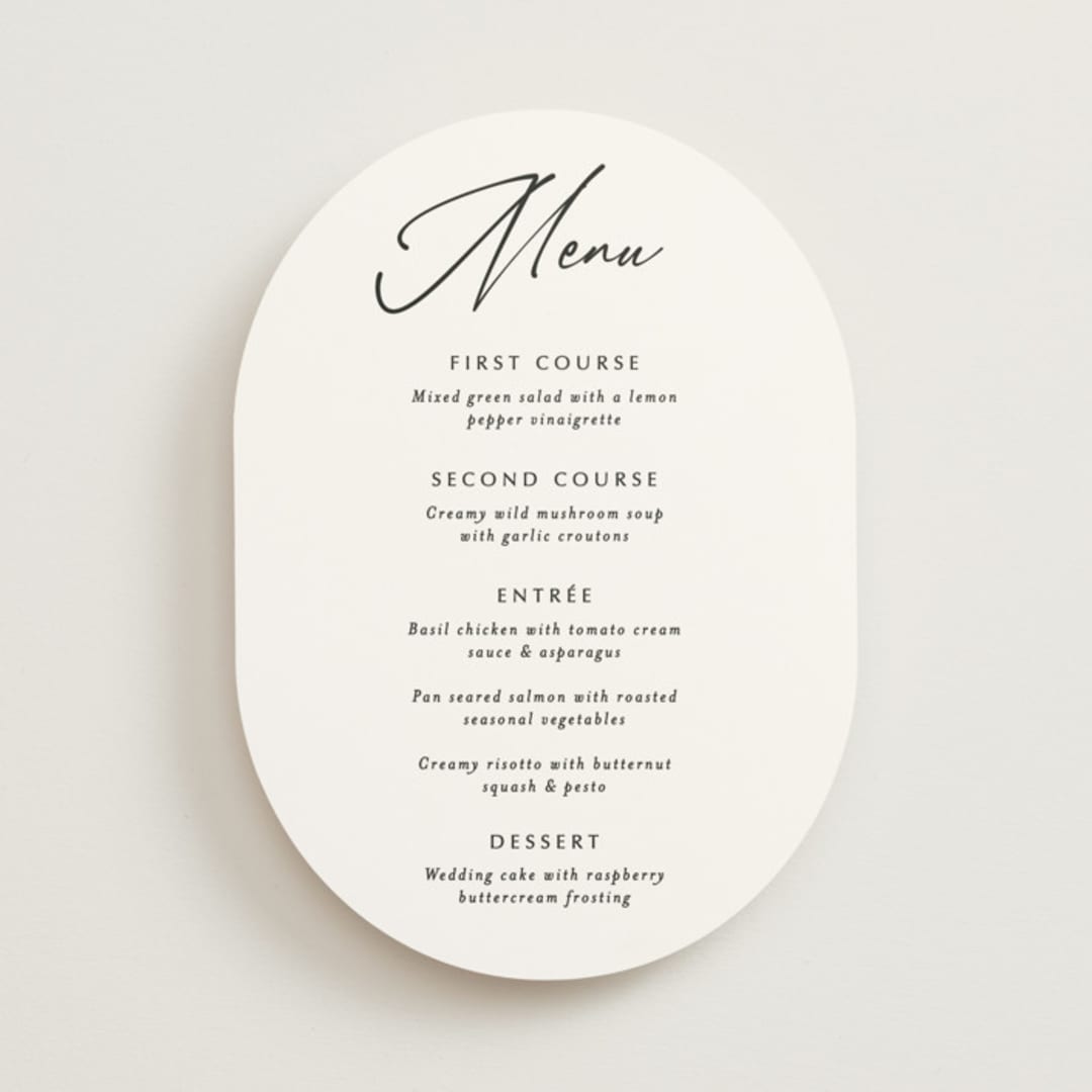 "Belle Romance" - Menus in Onyx by Katherine Moynagh - Front