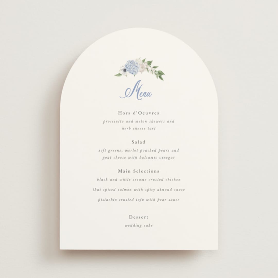 "SweetHearts" - Menus in Periwinkle by Design Lotus - Front