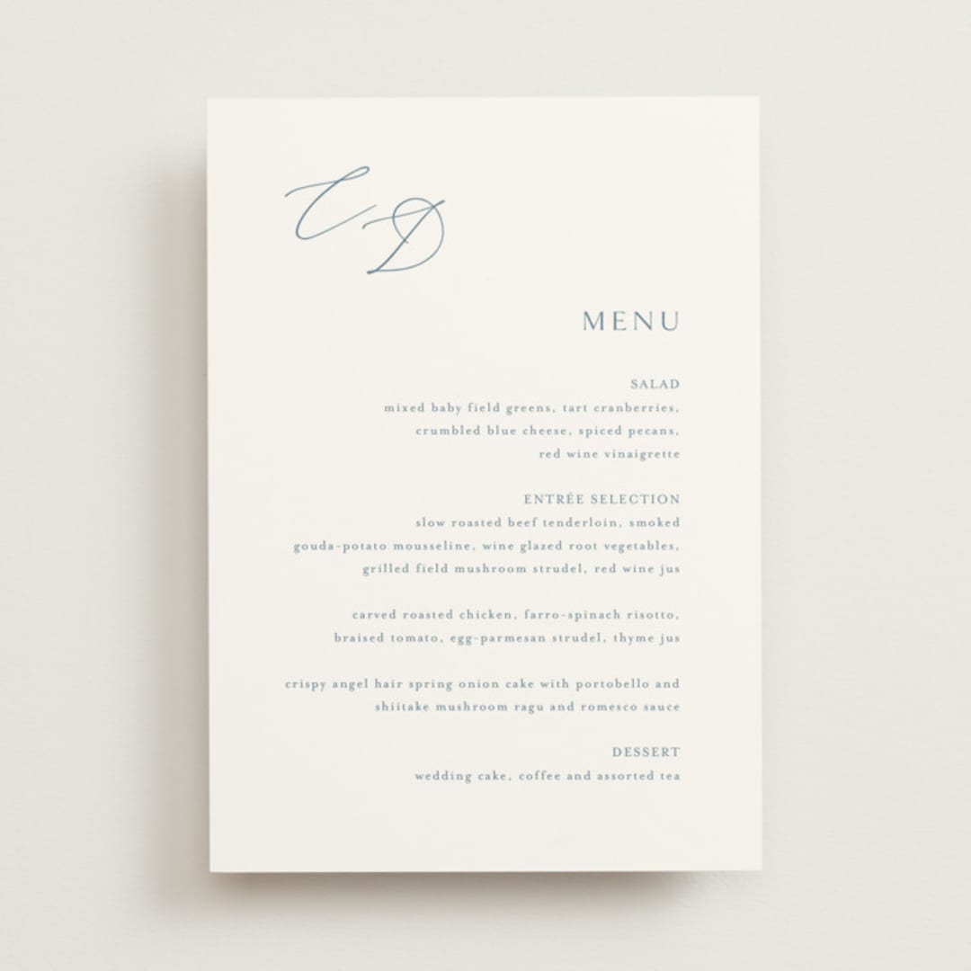 "graceful" - Menus in Dusty Blue by Jennifer Postorino - Front