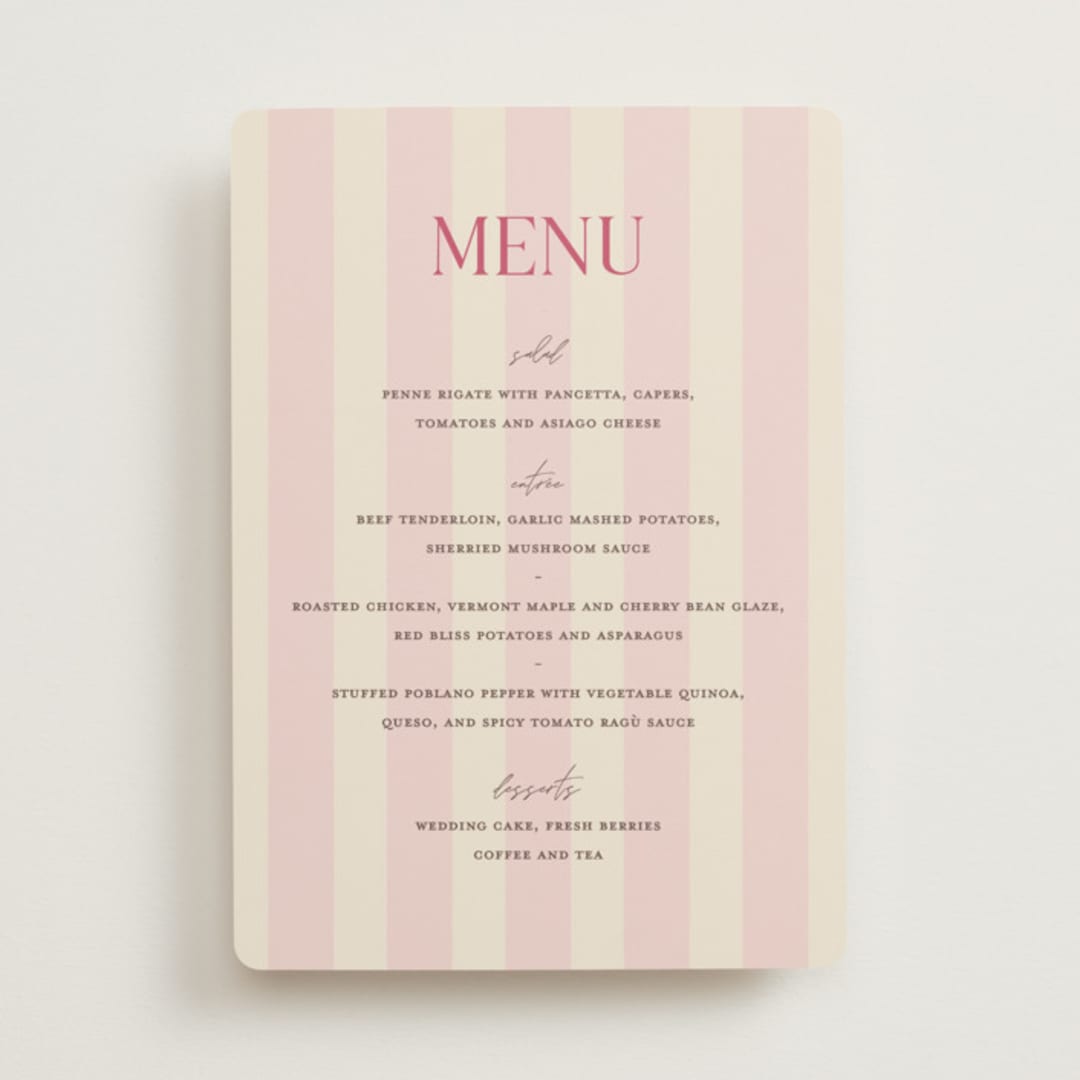 "Ambrosial" - Menus in Strawberry by Pixel and Hank - Front