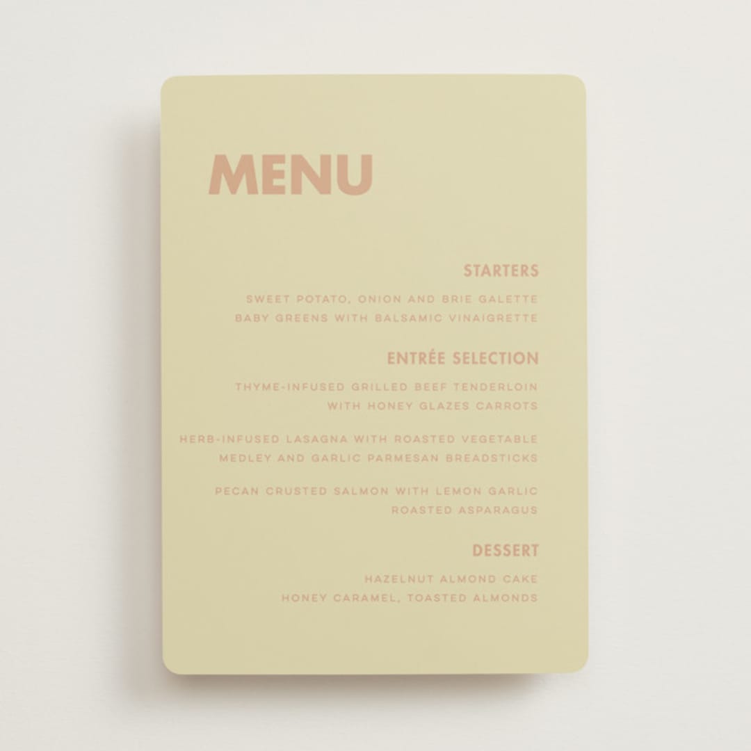 "Sienna" - Menus in Salmon by Ellen Schlegelmilch - Front