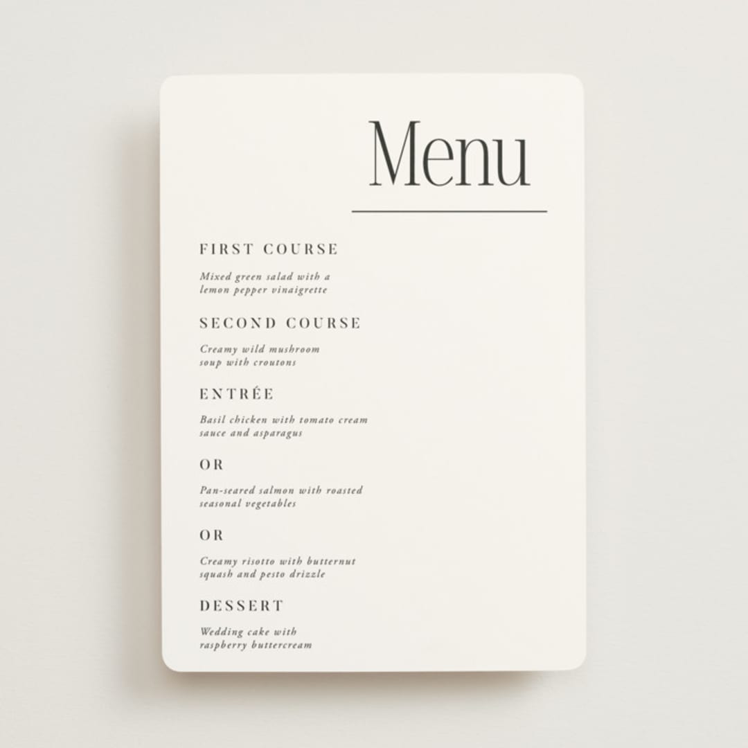 "Modern Space" - Menus in Cloud by Ashlee Townsend - Front