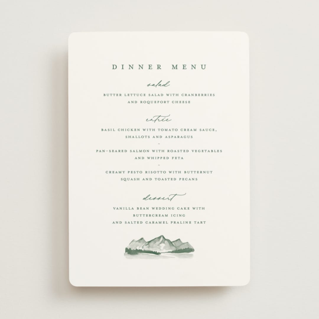 "Mountain Ridge" - Menus in Pine by Amy Kross - Front