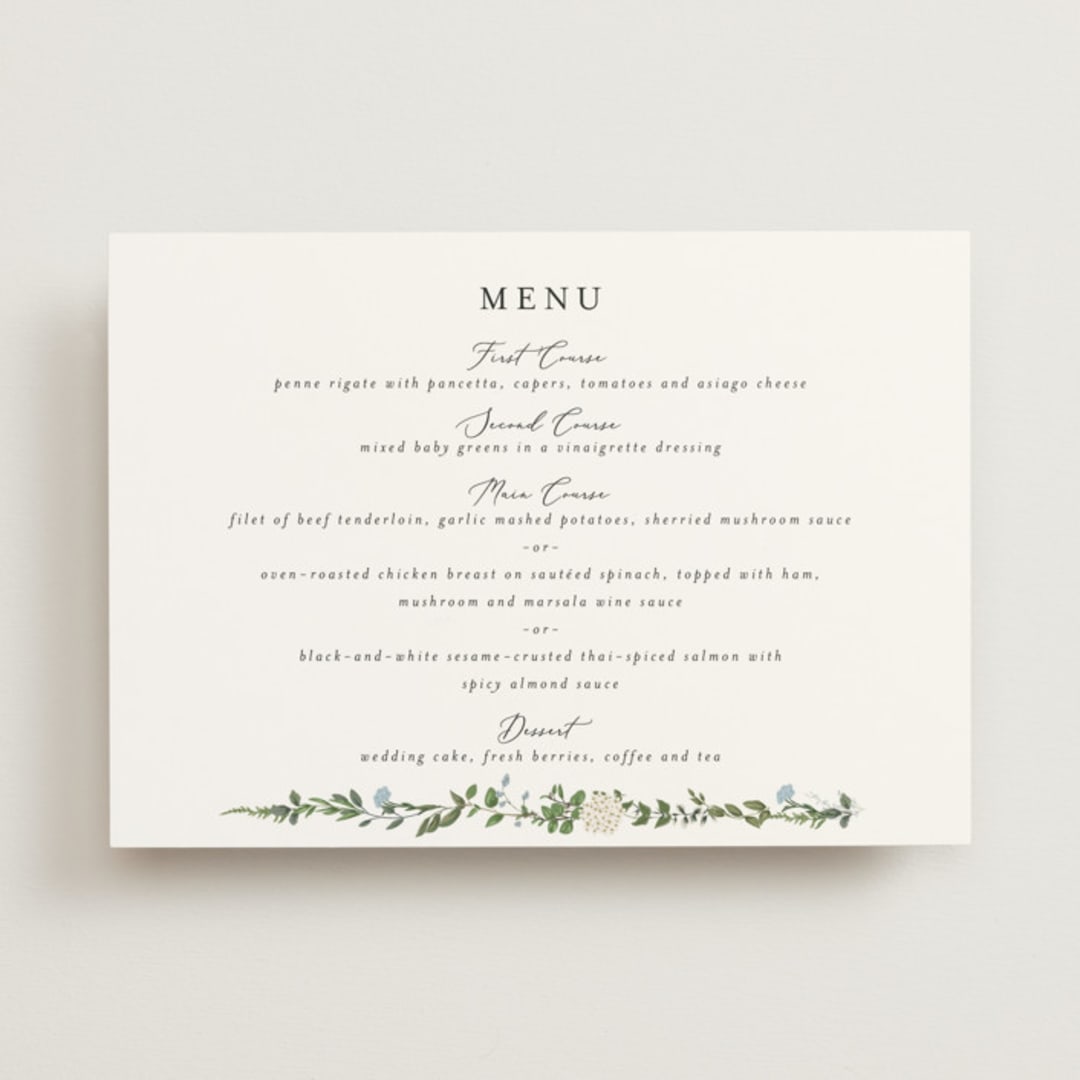 "Hydrangea Vine" - Menus in Coastal by Susan Moyal - Front