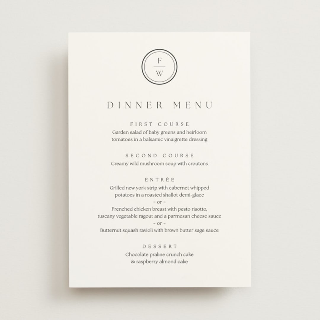 "Circle monogram" - Menus in Cotton by Stacey Meacham - Front