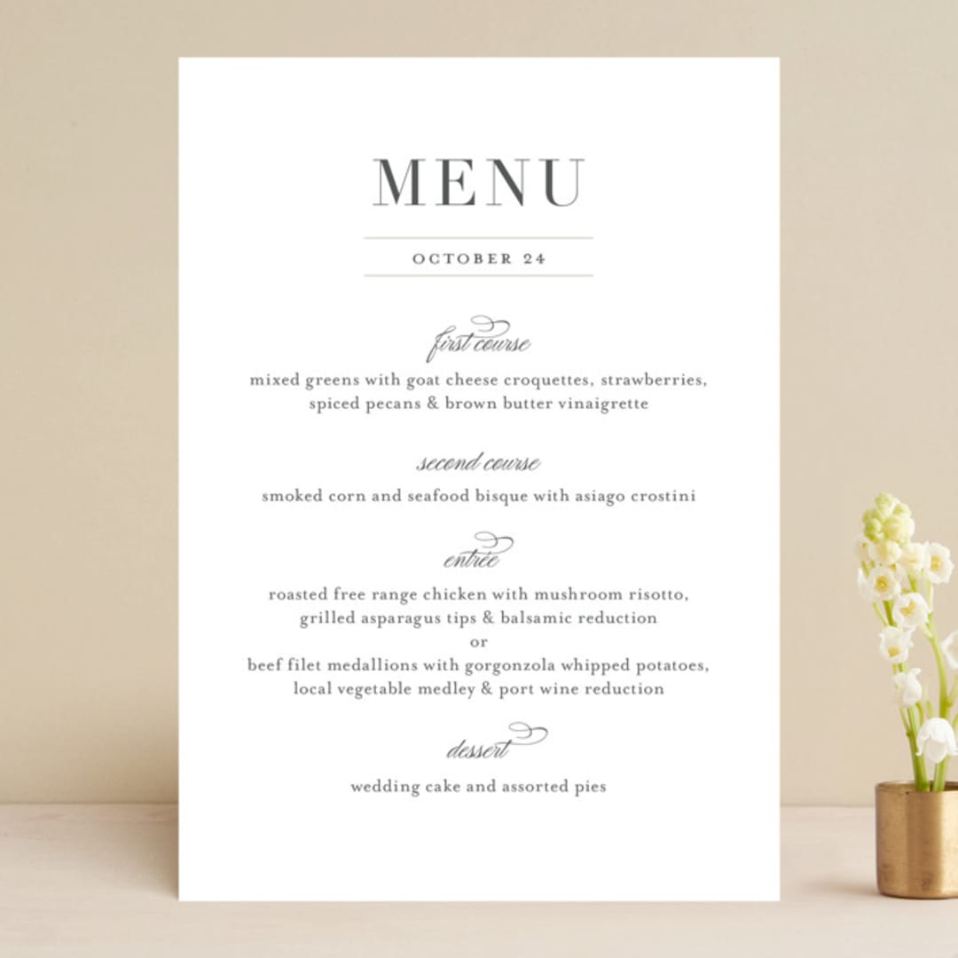 "Classical" - Menus in Taupe by Jessica Williams - Front