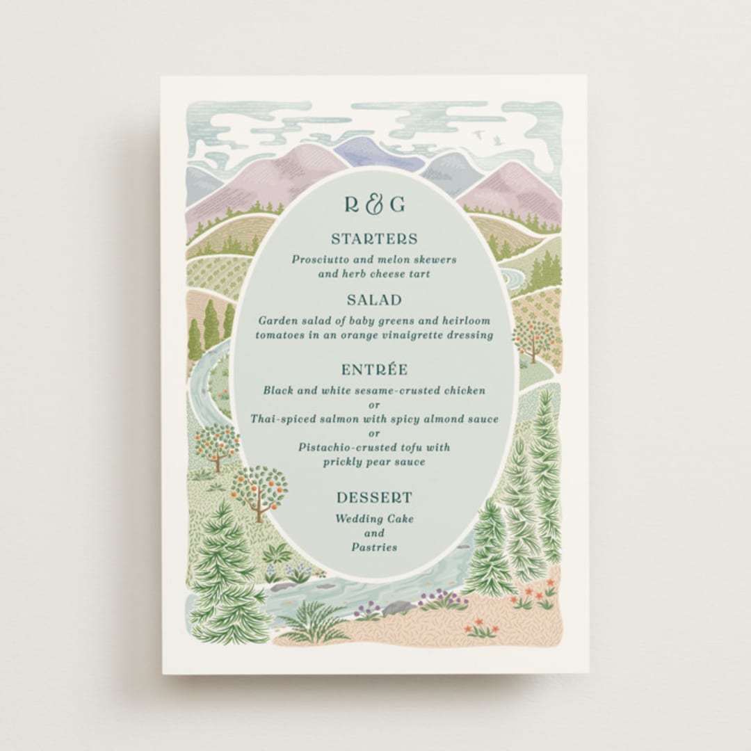 "River Valley" - Menus in Pine by Paper Sun Studio - Front