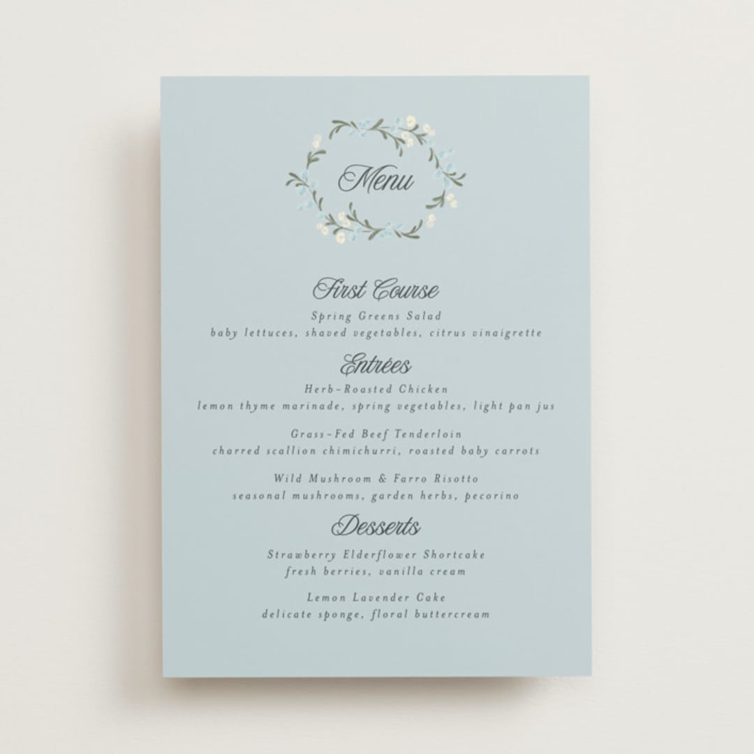"Trailing Garden" - Menus in Butter mint by Laura Hankins - Front