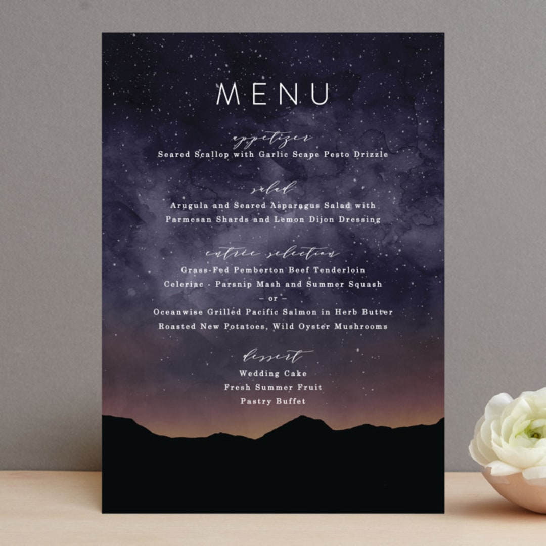 "Starry Skies" - Menus in Twilight by Kelly Schmidt - Front