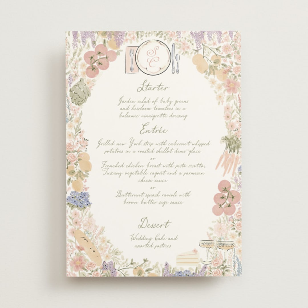 "Charlotte" - Menus in Petal by Jenna Holcomb - Front
