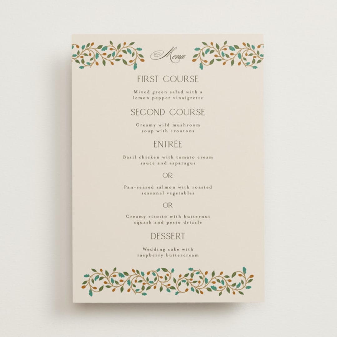"Juliet" - Menus in Autumn by Ashlee Townsend - Front