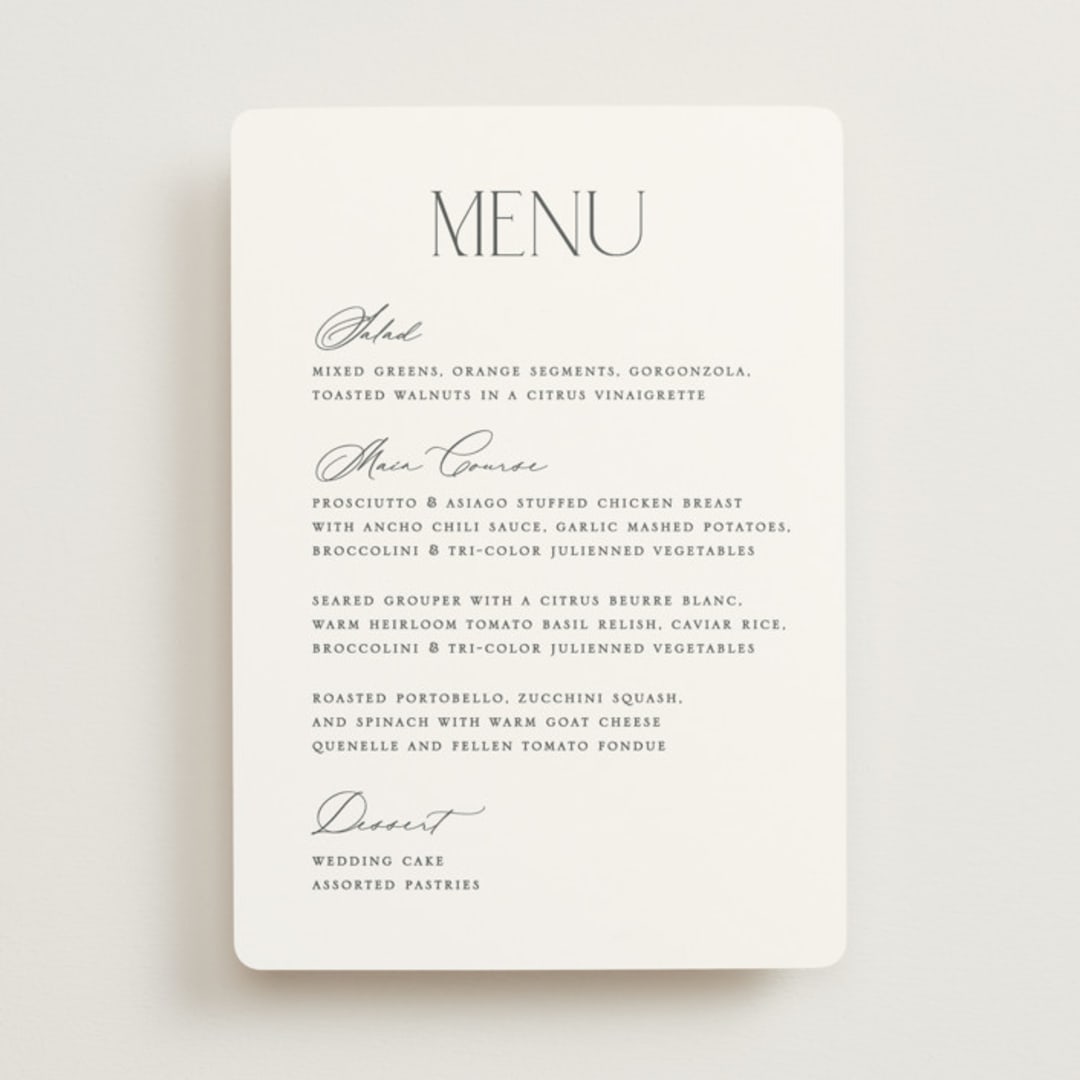 "Contemporary" - Menus in Cotton by Vanessa Doyle - Front