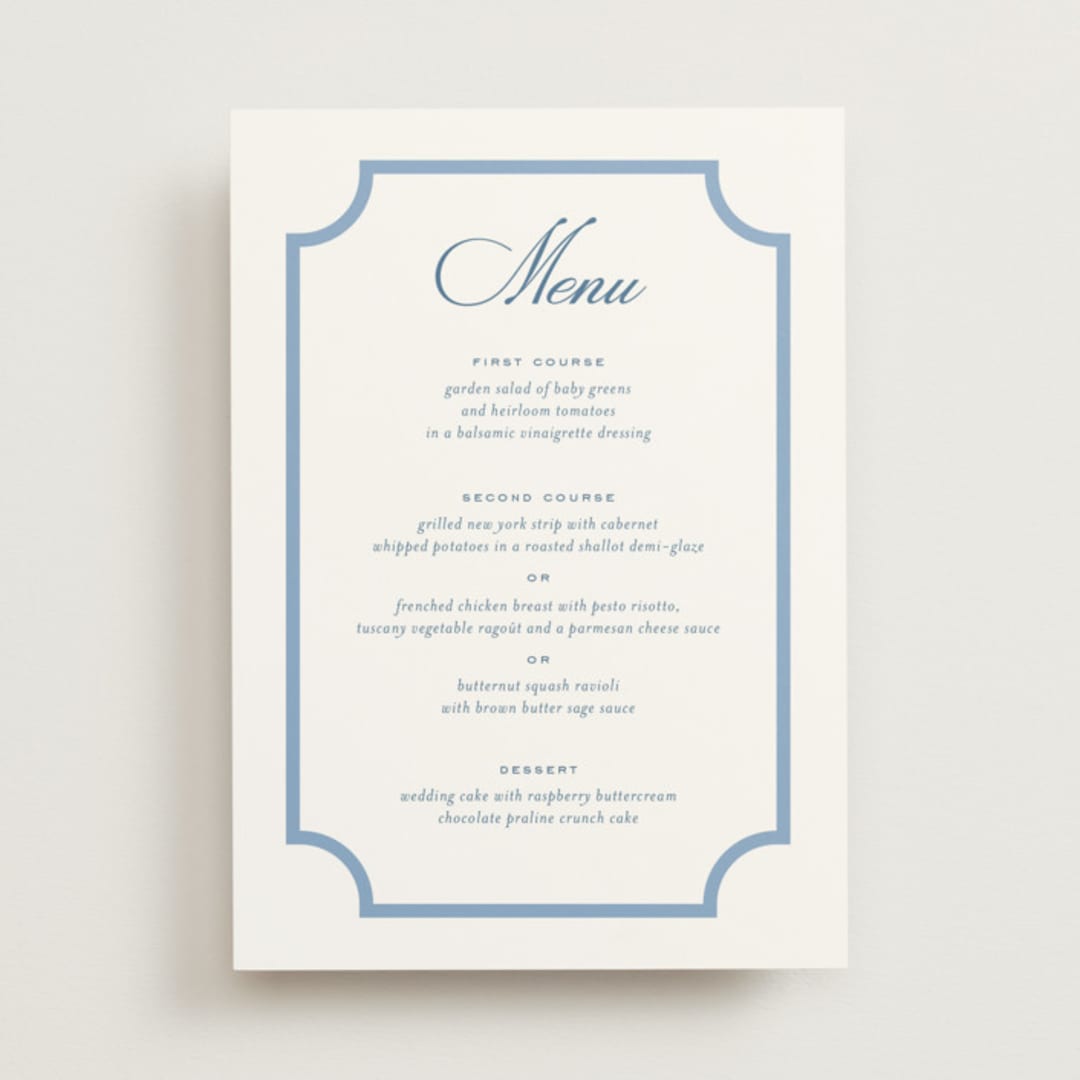 "Marenza" - Menus in Bluebell by Jessica Williams - Front